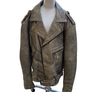 VINTAGE HIGHWAY ONE LEATHER MOTORCYCLE JACKET size XL